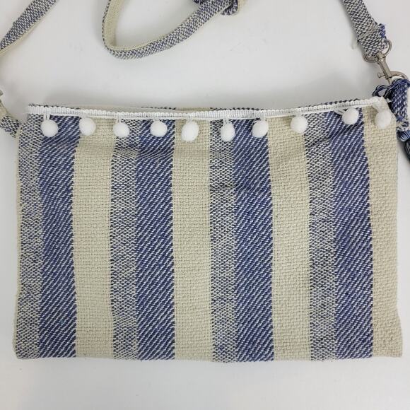 Womens Bag One Size Blue Woven Striped Bohemian Style Crossbody - Picture 8 of 9